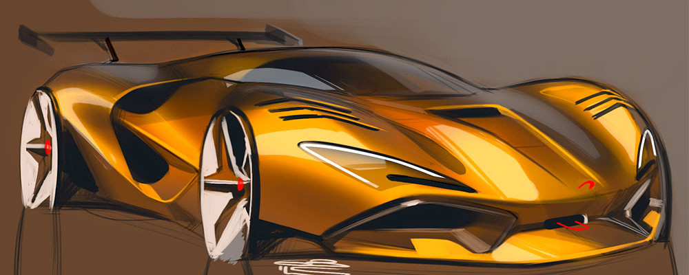 car design sketch done by a car designer